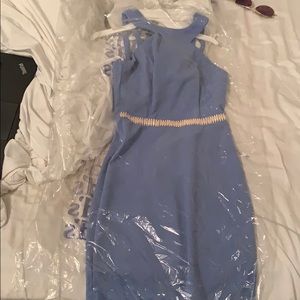 Blue mini dress with sequin strap